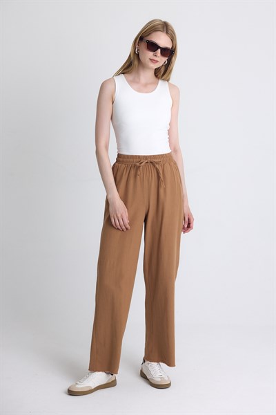 Taba Bel Lastikli Bol Paça Pantolon 4760