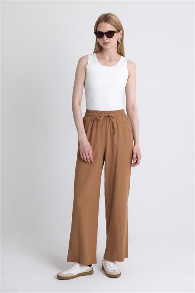 Taba Bel Lastikli Bol Paça Pantolon 4760