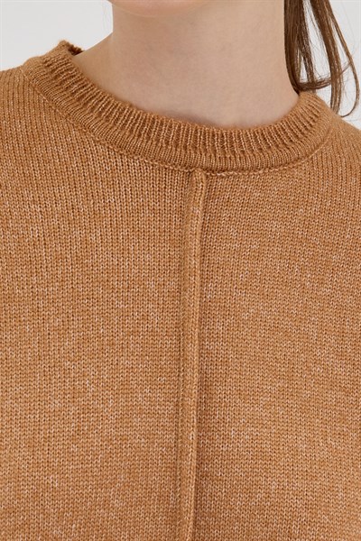 Taba Oversize Bisiklet Yaka Kadın Kazak 2345
