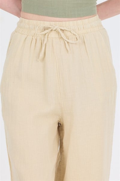 Taş  %100 Pamuk Müslin Palazzo/Bol Paça Pantolon 8056A