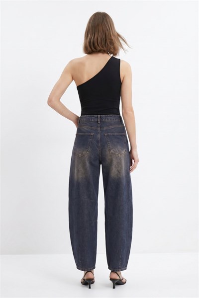 Tint Kahve Paça Pileli Baggy Jean 3092