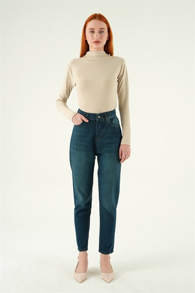 Tint Yeşil Yüksek Bel Mom Jean 1063