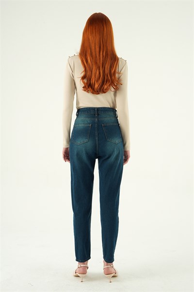 Tint Yeşil Yüksek Bel Mom Jean 1063