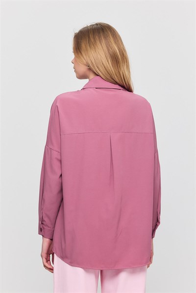 Violet Relaxed Fit Rahat Kesim Basic Gömlek - 6621A