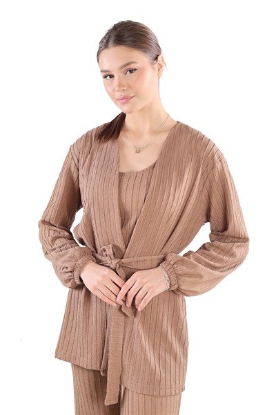 Vizon 3lü Kimono Bluz Pantolon Takım 7002