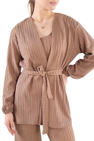 Vizon 3lü Kimono Bluz Pantolon Takım 7002