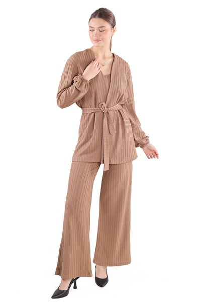Vizon 3lü Kimono Bluz Pantolon Takım 7002