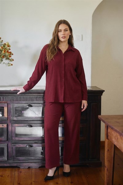 Bürümcük Gömlek Yaka Düğmeli  Alt Üst Takım Tesettüre Uygun  2XL 6XL