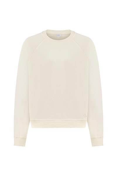%100 Organik Pamuk Sweatshirt / Ekru