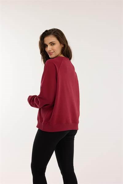 %100 Organik Pamuk Sweatshirt / Vişne