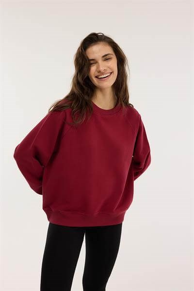 %100 Organik Pamuk Sweatshirt / Vişne