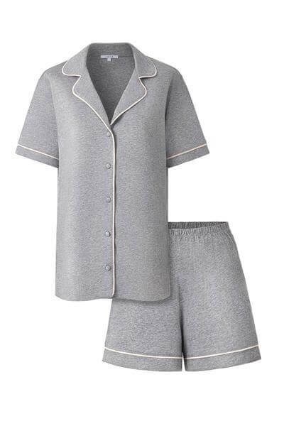 Bambu Şortlu Pijama Takımı / Gri Melanj