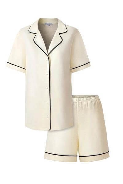Bambu Şortlu Pijama Takımı / Krem
