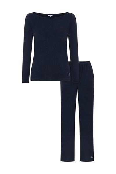 Bambu Uzun Kollu Pijama Takımı / Lacivert