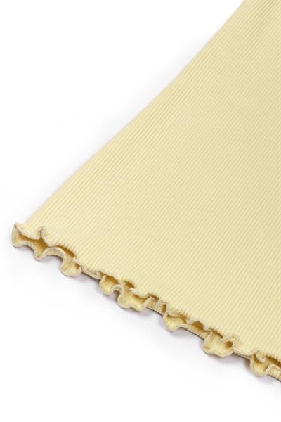 Kare Yaka Ribana Uzun Kollu Pijama Takımı / Sarı