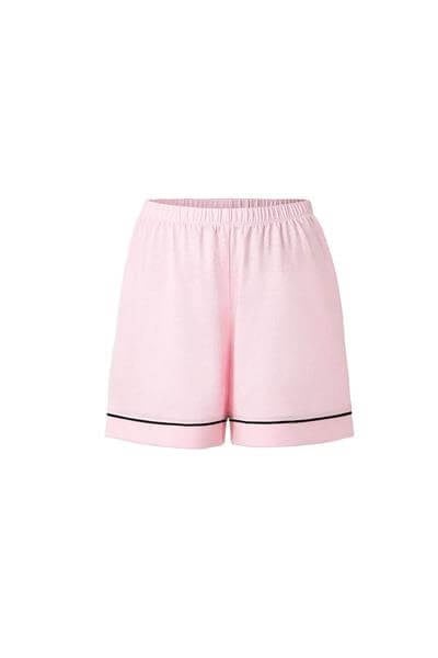 Modal Biyeli Şortlu Pijama Takımı / Pembe