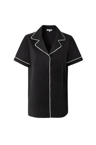 Modal Biyeli Şortlu Pijama Takımı / Siyah 