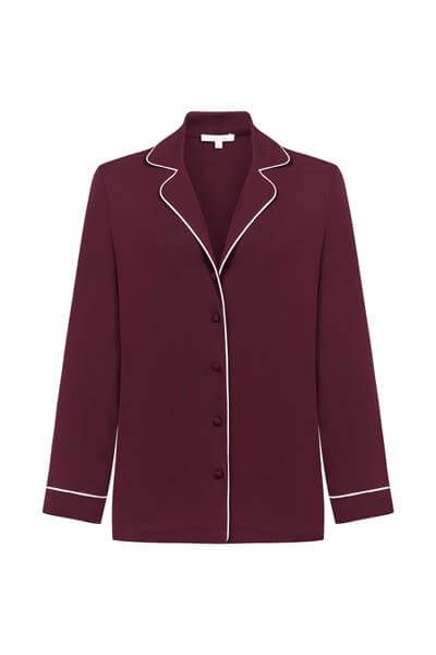 Modal Biyeli Uzun Kollu Pijama Takımı / Bordo