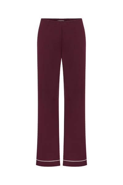Modal Biyeli Uzun Kollu Pijama Takımı / Bordo