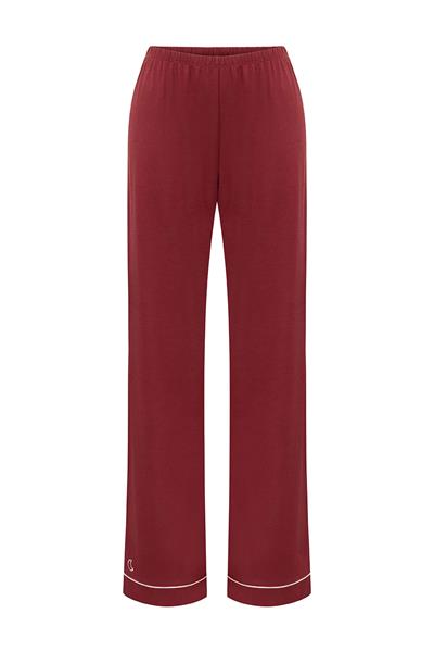 Modal Biyeli Uzun Kollu Pijama Takımı / Vişne