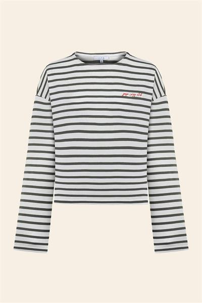 Pamuklu Çizgili  Uzun Kollu Pijama Takımı / Yeşil