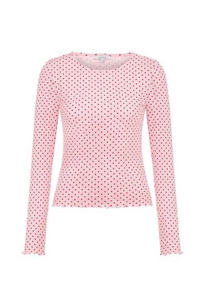 Pointelle Kırmızı Puantiyeli Şortlu Pijama Takımı 