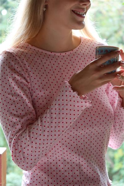 Pointelle Kırmızı Puantiyeli Şortlu Pijama Takımı 