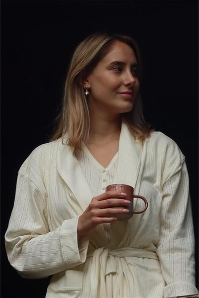 Pointelle Sabahlık / Krem