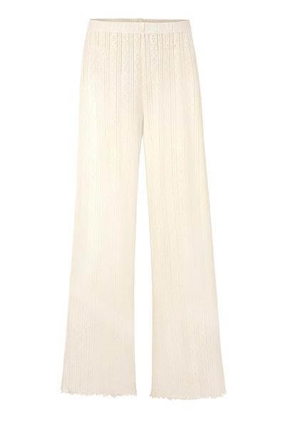 Pointelle V Yaka Pijama Takımı - Pointelle Sabahlık Set / Krem