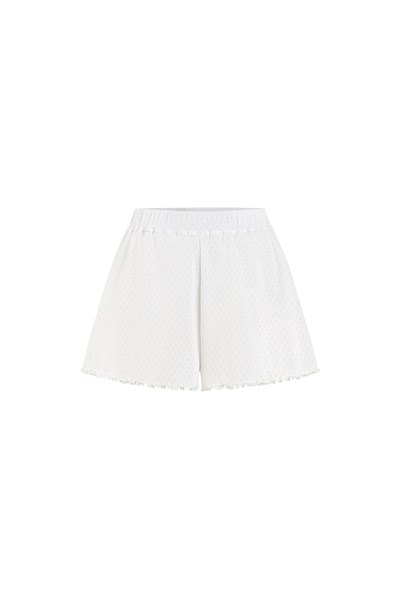 Pointelle V Yaka Şortlu Pijama Takımı / Beyaz