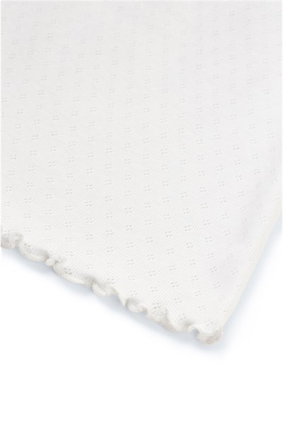 Pointelle V Yaka Şortlu Pijama Takımı / Beyaz