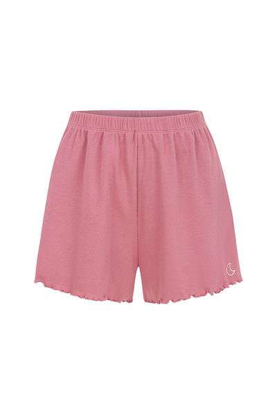 Ribana Uzun Kollu Şortlu Pijama Takımı / Pembe
