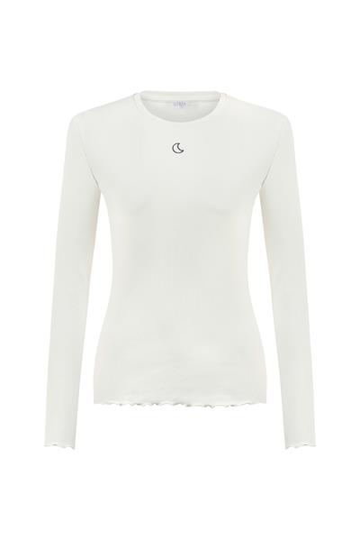 Ribana Uzun Kollu Şortlu Pijama Takımı / Ekru