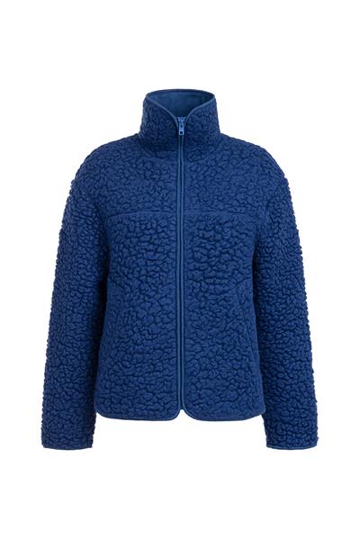 Yün Sherpa Fermuarlı Ceket / Saks Mavisi