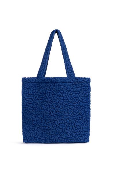 Yün Sherpa Şapka - Çanta Set / Saks Mavisi