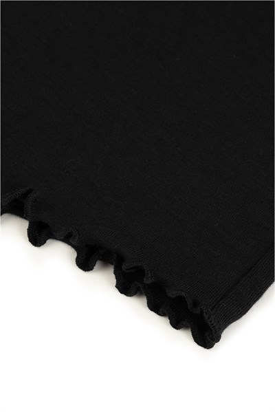 Viskon Ribana Kısa Şortlu Pijama Takımı / Siyah