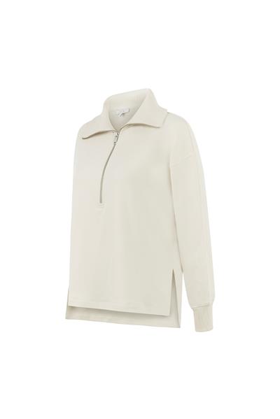 Fermuarlı Sweatshirt / Krem