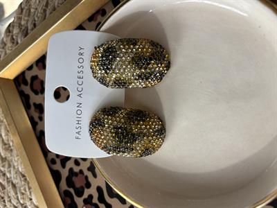 Leopar Desenli Parlak Küpe
