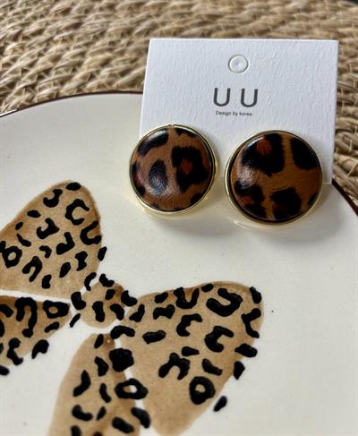 Leopar Desenli Yuvarlak Küpe