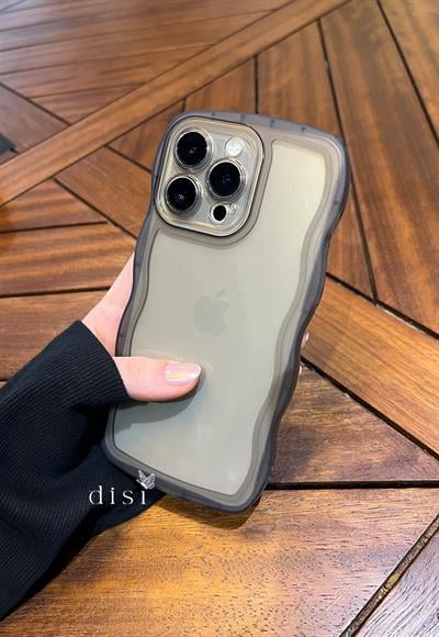 Siyah Kenarları Dalgalı Esnek Yumuşak Dokulu Şeffaf Telefon Kılıfı