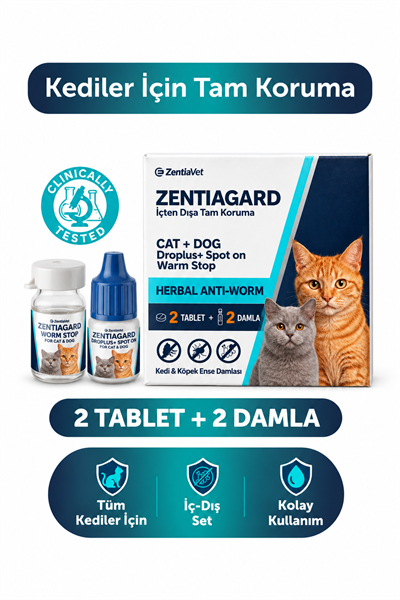 2 li Set Kedi İç Dış Parazit Bitkisel İç Dış Damlası Yağı Kedi İç Dış Anti Parazit Bit Pire Kene Damla