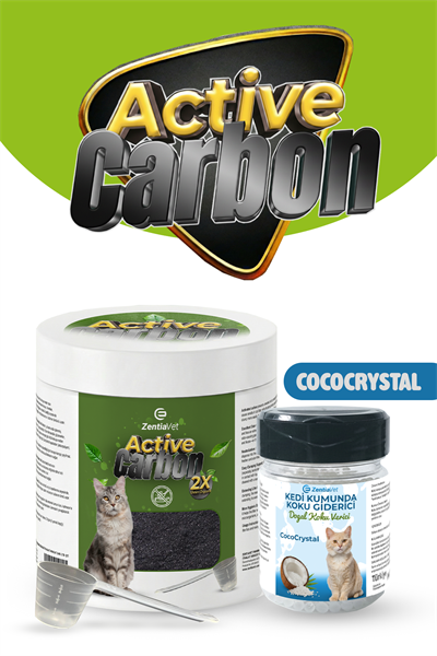 Active Carbon Kedi Kumu Koku Giderici Aktif Karbon ve CocoCrystal (Hindistan Cevizi Kokusu)