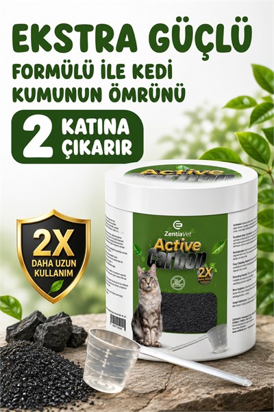 Aktif Karbon Kedi Kumu Koku Giderici, Kokusuz Akıllı Kedi Tuvaleti ve İdrar Kokusu Önleyici 200 gr Kaşık Ölçerli