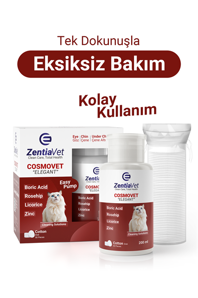 COSMOVET ELEGANT CAT Göz-Çene-Çene  Altı ve Kulak Bakım Temizleme Solüsyonu