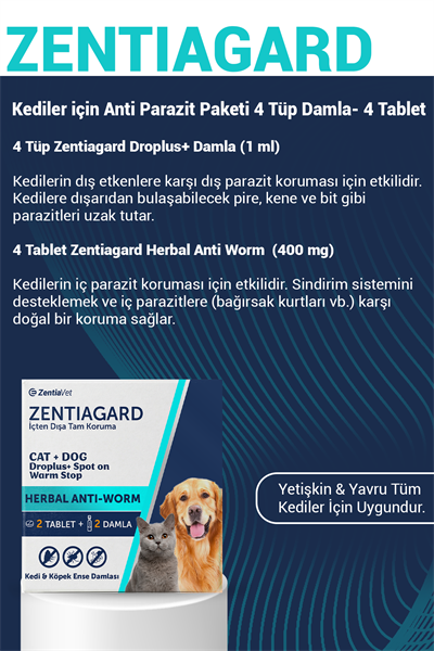 İc Dis Parazit Kedi Pire Kene Damlası Kediler İçin Bitkisel Damla Tablet Droplus 