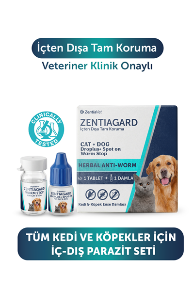 Kedi Köpek İç Dış Parazit Uzaklaştırıcı Kedi Bit Pire Kene Giderici Bitkisel 1 Damla 1 Tablet Seti