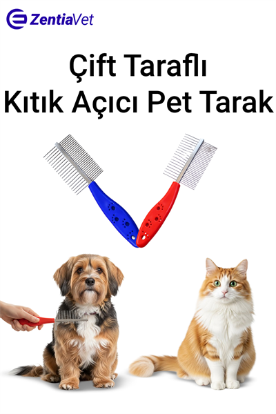 Kedi ve Köpek Çift Taraflı Kıtık Açıcı Tarak