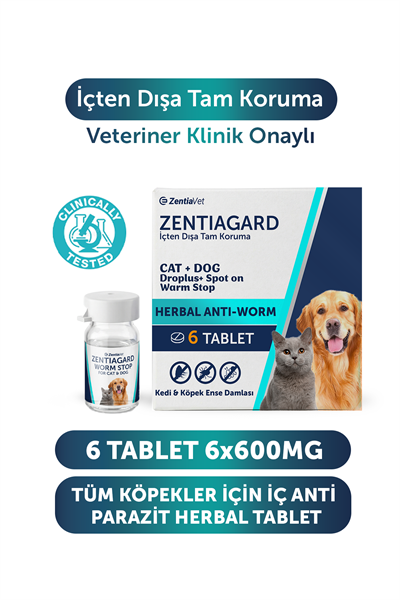 Köpek Anti Parazit Tableti Bitkisel & Lezzetli Köpek İç Parazit Herbal Anti-worm 5 Adet Tablet