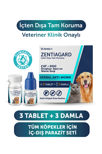 Köpek Dış Parazit Ense Deri Damlası Köpek Bit Kene Pire Anti Parazit Uzaklaştırıcı Bitkisel Damla ve İç Parazit Tablet