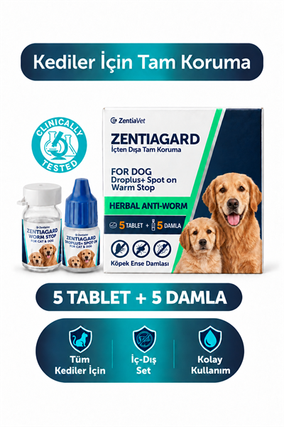 Köpek İç Dış Parazit Bitkisel Damla Yağı Droplus Köpek Pire Bit Kene Damlası  Seti 5-Tablet 5